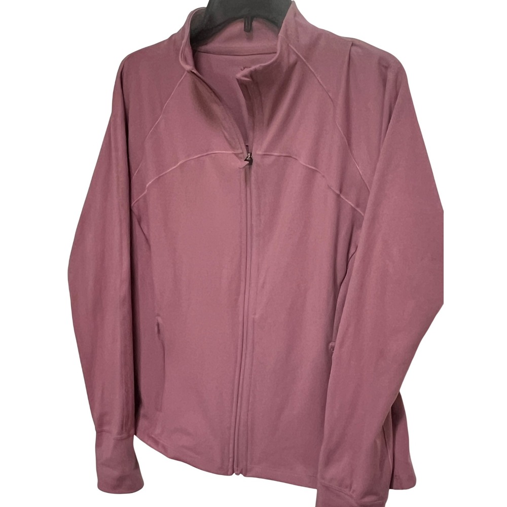 NWOT Jockey Sport Mauve Rose Full Zip Track Jacket with Thumbholes Med - Picture 3 of 4